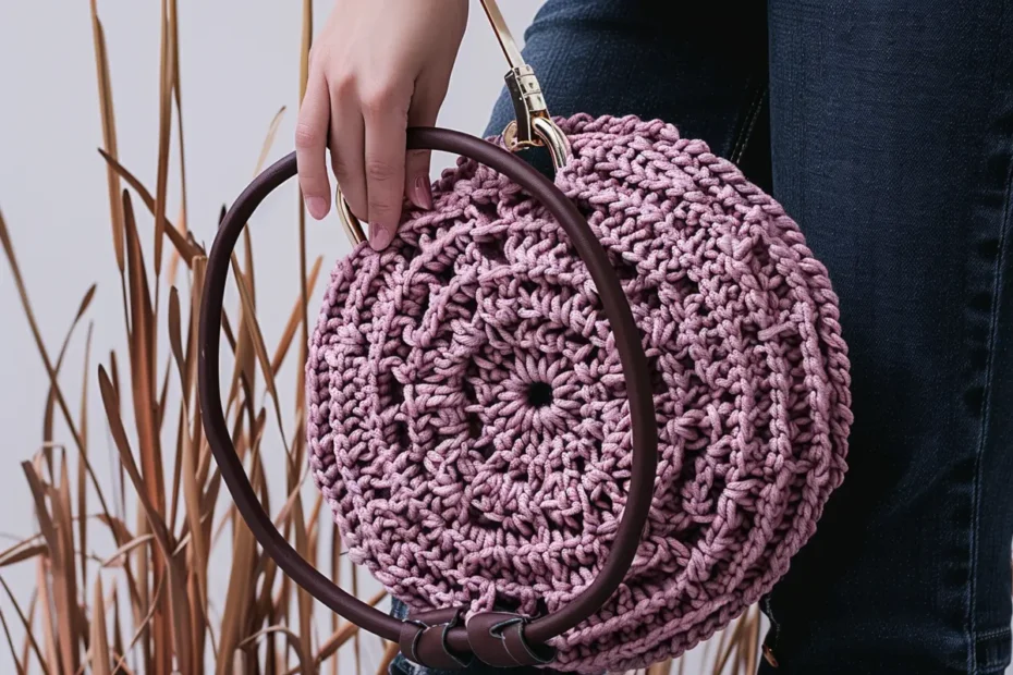 Bolsa de Crochê Rosa Fio Náutico