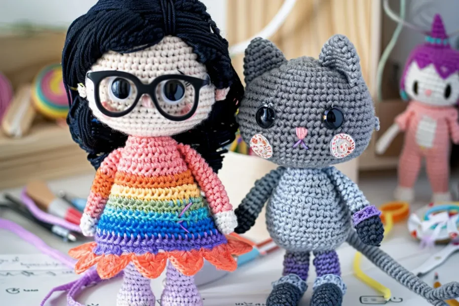 Boneca Cora e Pinguim em Amigurumi