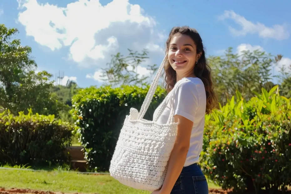 Bolsa BAG Branco em Crochê