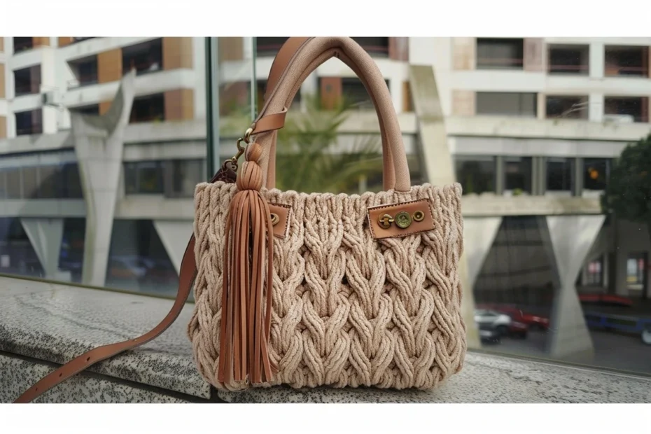 Bolsa de Crochê Elegante Malha Premium