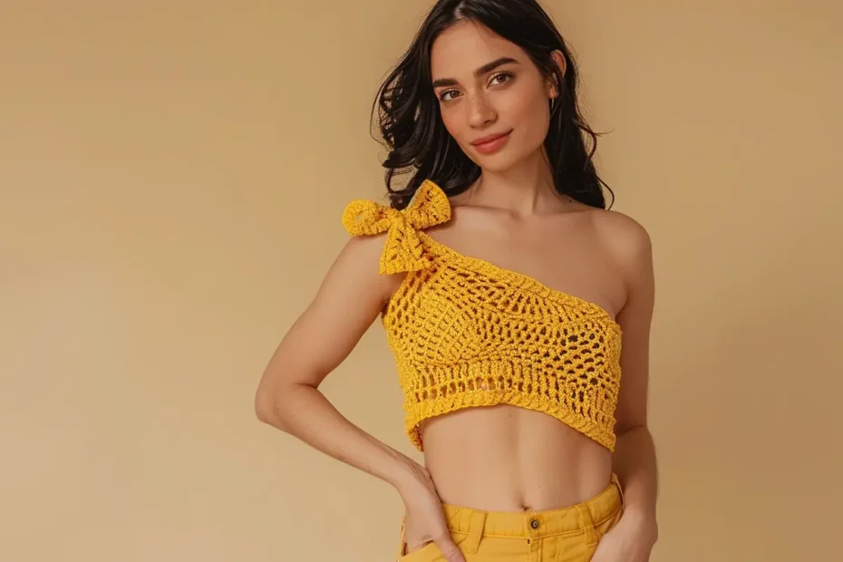 Cropped Amarelo em Crochê